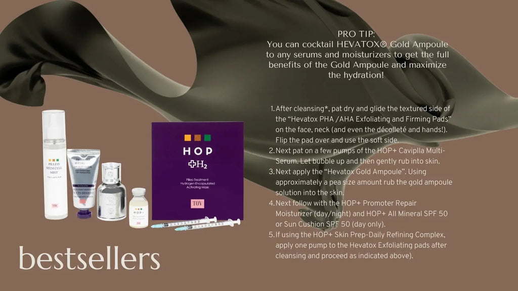 Cosmetic products with text on a brown background