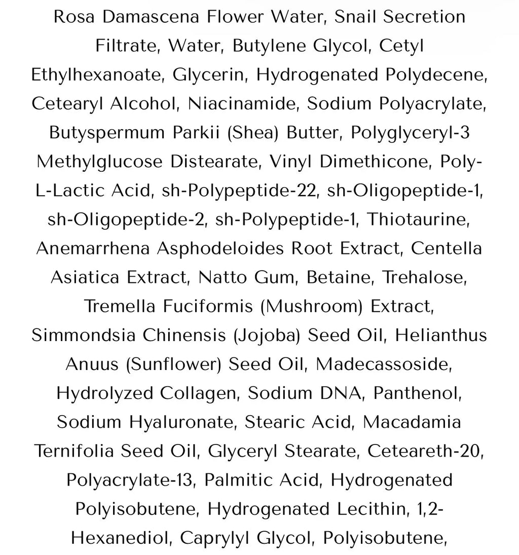 List of ingredients on a white background